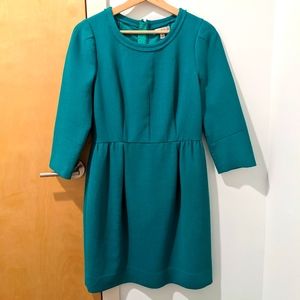 Kelly Green Wool Crepe 3/4 Sleeve Dress